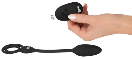 Rebel Power Dual Ring Set with Remote-Controlled Vibrating Plug, Black