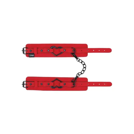 Sportsheets S&M Amor Handcuffs Red Vegan Leather Adjustable