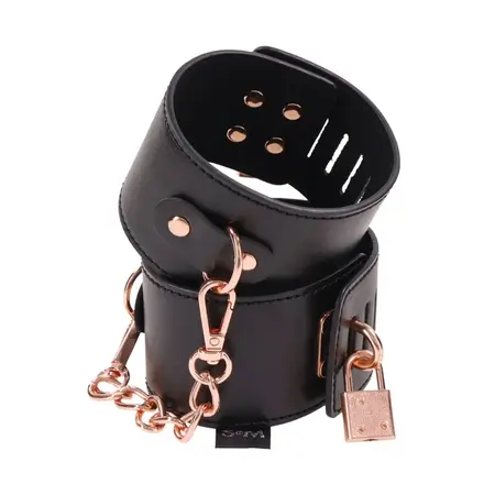 Sportsheets S&M Brat Locking Cuffs Vegan Leather Rose Gold 7.25-10.25”