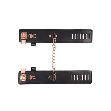 Sportsheets S&M Brat Locking Cuffs Vegan Leather Rose Gold 7.25-10.25”