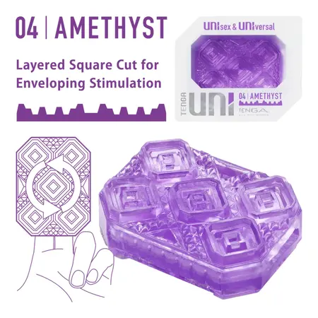 Tenga Uni Amethyst Sleeve - Unisex Flexible Intimate Accessory, Purple