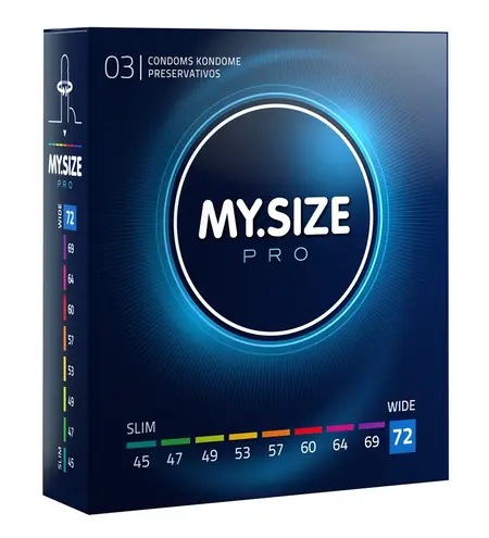 MY.SIZE PRO 72mm Intimate Protection, Ultra-Thin Vegan Latex, 3pcs