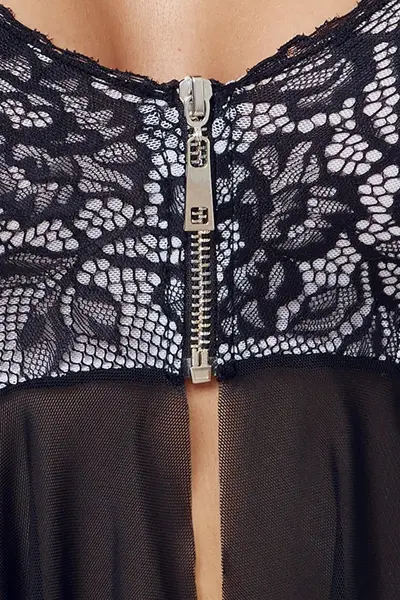 Cottelli Lingerie Babydoll & Thong Set L Black and White Lace