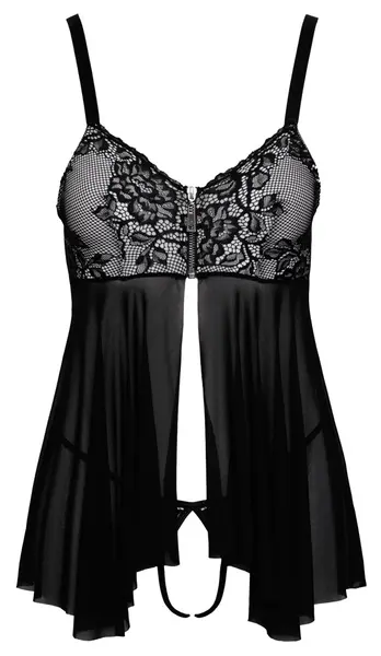 Cottelli Lingerie Babydoll & Thong Set L Black and White Lace