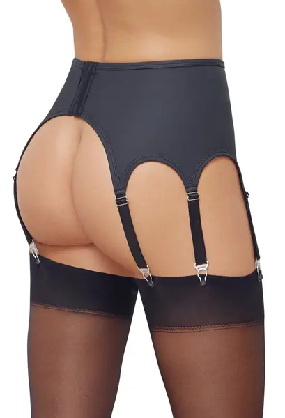 Cottelli LINGERIE Suspender Belt 4x XL, Matte Black, 8 Adjustable Straps
