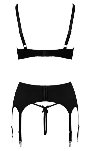 Cottelli Lingerie Bra Set S Black & White With Lace and Zips