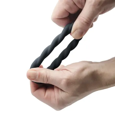 Rocks-Off Twist Intimate Silicone Ring Black - Flexible, Ribbed Design