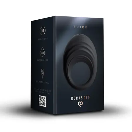 Spire вибриращ пръстен за пенис от течен силикон, черен, USB