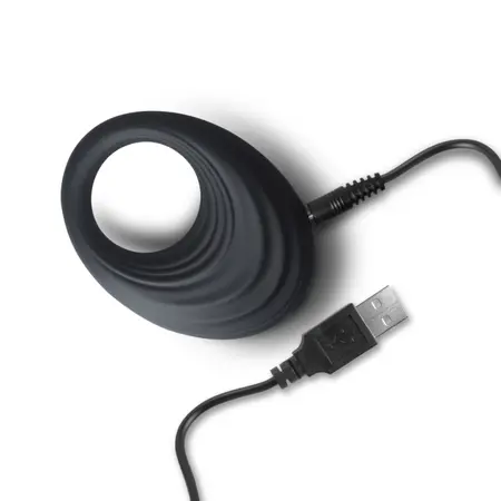 Spire вибриращ пръстен за пенис от течен силикон, черен, USB