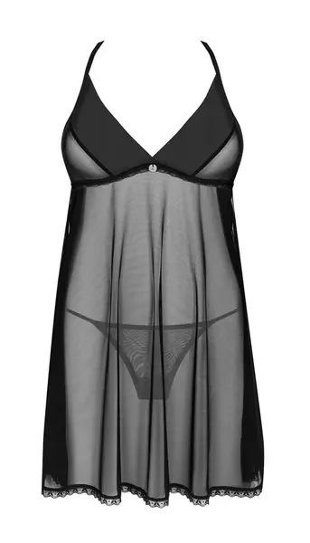 Obsessive Latinesa Babydoll Set XS/S Black - Embroidered Adjustable Design