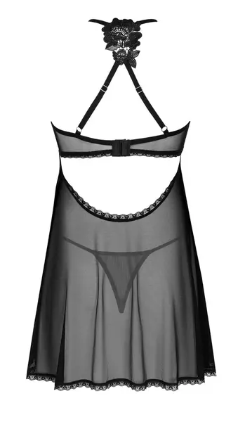 Obsessive Latinesa Babydoll Set XS/S Black - Embroidered Adjustable Design