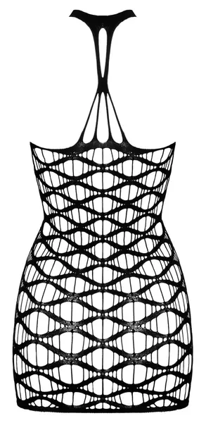 Cottelli Fantasy Mesh Dress S-L Off-Shoulder Black with Lace Thong