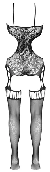 Cottelli Fantasy Catsuit S-L Open Design & Decorative Rings Black