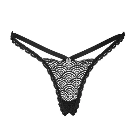 Obsessive Chemeris Black Lace Thong M/L - Decorative Strap Detail
