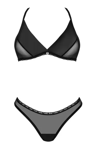 Obsessive Latinesa Lingerie Set Black XL/2XL Embroidered Tulle