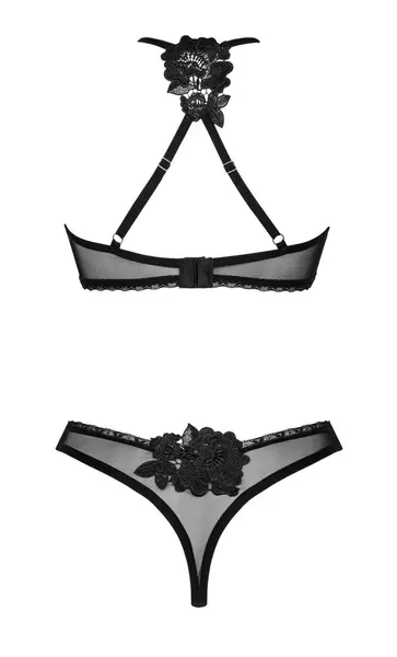 Obsessive Latinesa Lingerie Set Black XL/2XL Embroidered Tulle