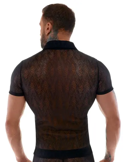 Svenjoyment Men's XL Stretch Lace Shirt with Collar and Button Placket