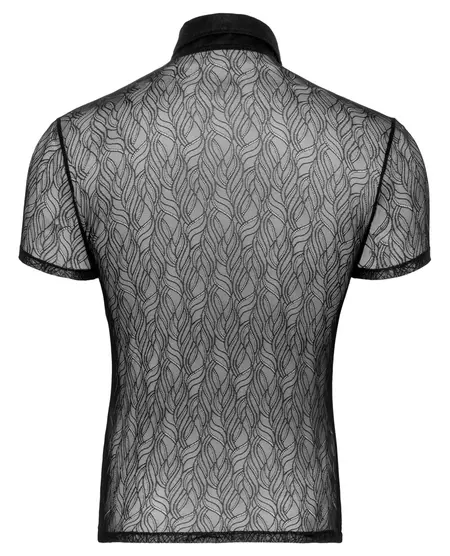 Svenjoyment Lace Shirt L Black - Soft Transparent Stretch, Button Front
