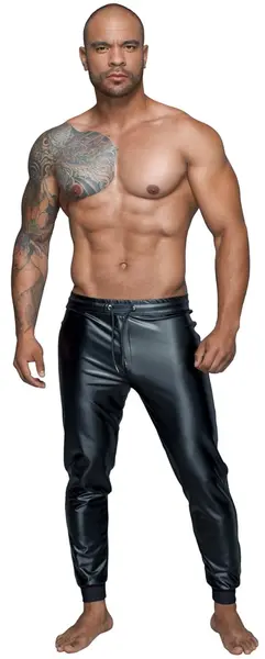 Noir Powerwetlook Men's Treggings L - Black, Elastic, Drawstring Fit