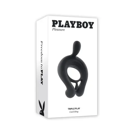 Playboy Pleasure Triple Play Vibrating Ring Black, 9 Modes, Remote Control