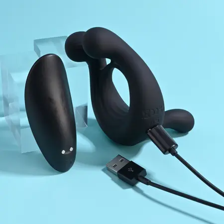 Playboy Pleasure Triple Play Vibrating Ring Black, 9 Modes, Remote Control