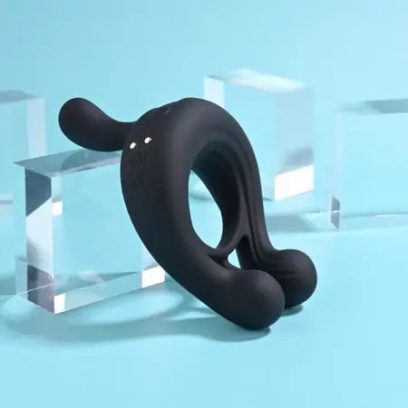 Playboy Pleasure Triple Play Vibrating Ring Black, 9 Modes, Remote Control