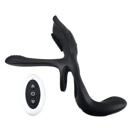 Playboy Pleasure The 3 Way Silicone Support Ring Black USB Remote