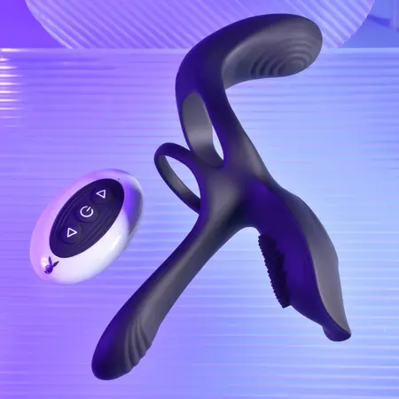 Playboy Pleasure The 3 Way Silicone Support Ring Black USB Remote