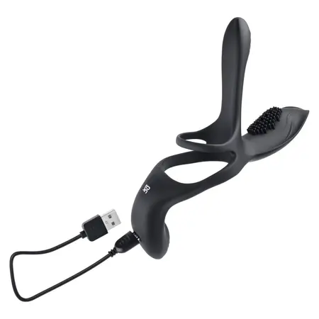 Playboy Pleasure The 3 Way Silicone Support Ring Black USB Remote