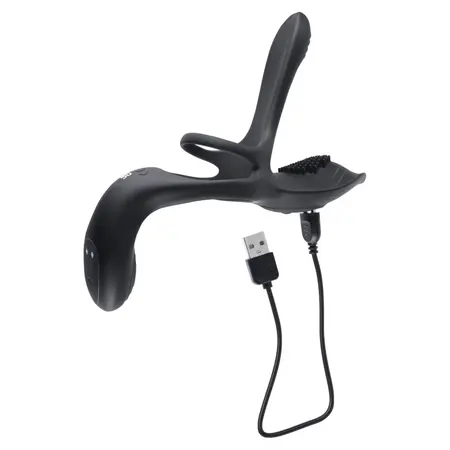 Playboy Pleasure The 3 Way Silicone Support Ring Black USB Remote
