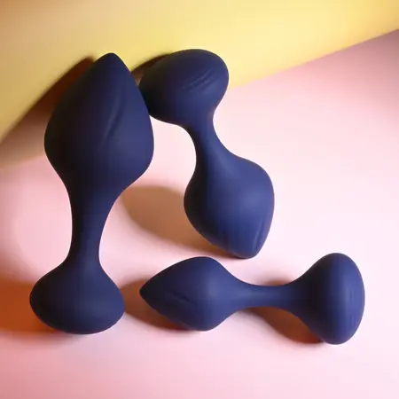 Playboy Pleasure Tail Trainer 3-Piece Intimate Silicone Set Navy