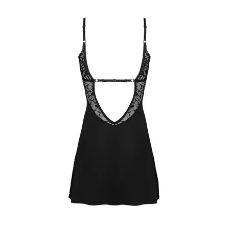 Obsessive Bellastia Chemise & Thong XL/2XL - Adjustable Lace Black Set