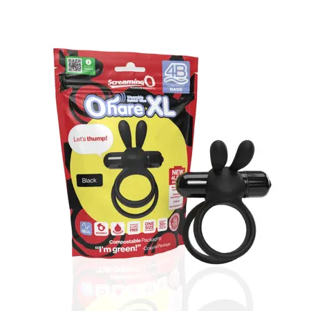 The Screaming O 4B Ohare XL Black - Silicone Rabbit Ring, Waterproof
