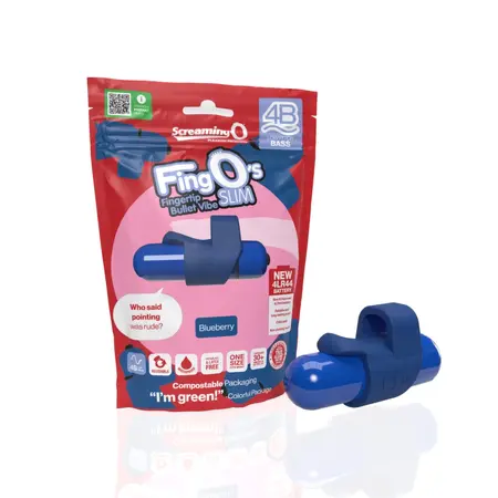 The Screaming O 4B FingO Slim Blueberry Finger Vibe, 6 Functions, Waterproof