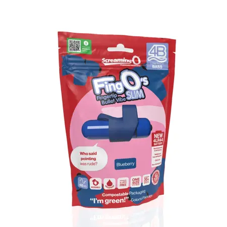 The Screaming O 4B FingO Slim Blueberry Finger Vibe, 6 Functions, Waterproof