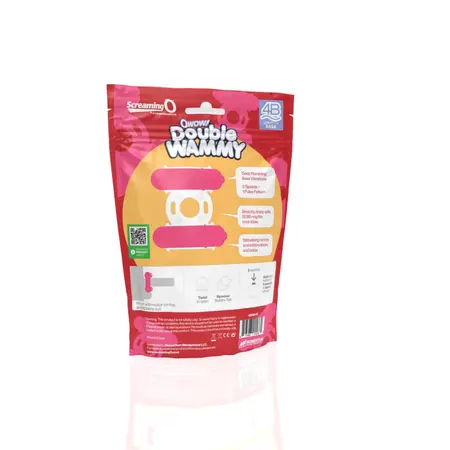 The Screaming O 4B Double Wammy Vibrating Ring Strawberry, Dual Motor