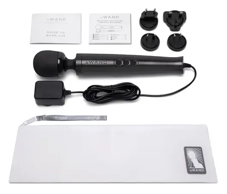 le Wand Diecast Plug-In Black Compact Massage Wand 20 Modes 29cm