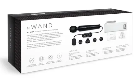le Wand Diecast Plug-In Black Compact Massage Wand 20 Modes 29cm