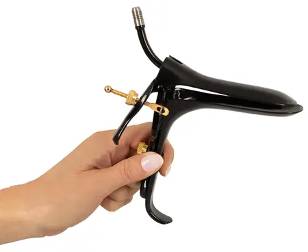 Fetish Collection Speculum Air & Liquid Tube Black-Gold 15cm Steel