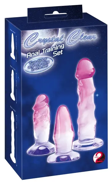 Crystal Clear Set of 3 Transparent Anal Training Devices PVC Suction Base