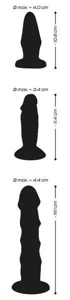 Crystal Clear Set of 3 Transparent Anal Training Devices PVC Suction Base