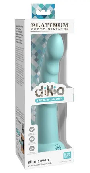 Dillio Platinum Slim Seven Teal 19.7cm Anatomical Model, Silicone