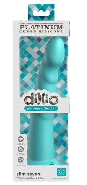 Dillio Platinum Slim Seven Teal 19.7cm Anatomical Model, Silicone