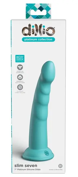 Dillio Platinum Slim Seven Teal 19.7cm Anatomical Model, Silicone