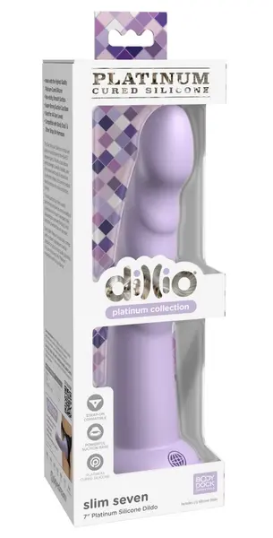 Dillio Platinum Slim Seven 7 Inch Silicone Intimate Device Purple