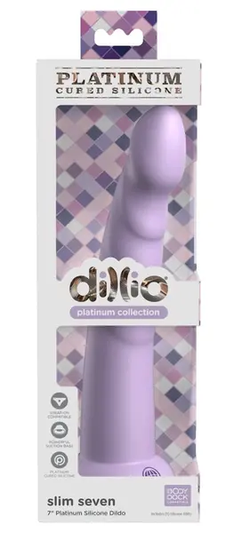 Dillio Platinum Slim Seven 7 Inch Silicone Intimate Device Purple