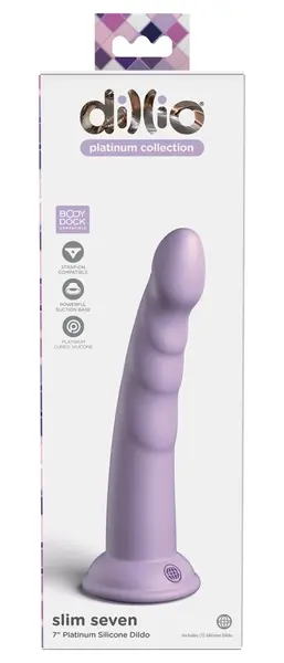 Dillio Platinum Slim Seven 7 Inch Silicone Intimate Device Purple