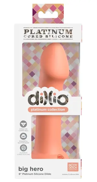 Dillio Platinum Big Hero Flexible Silicone Model Peach 17 cm