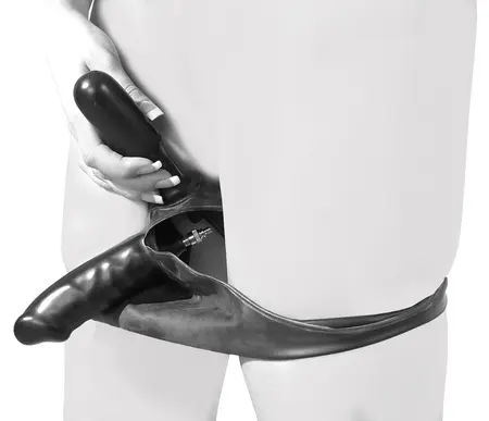 LateX Inflatable Briefs L - Dual Integrated Latex Attachments & Pump