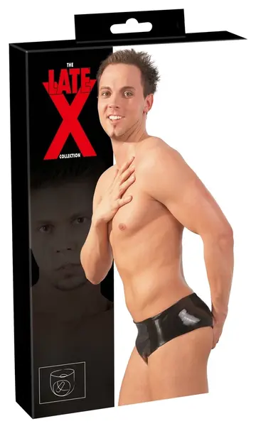 LateX Men's Latex Briefs Black M/L with Integrated Insertable Element